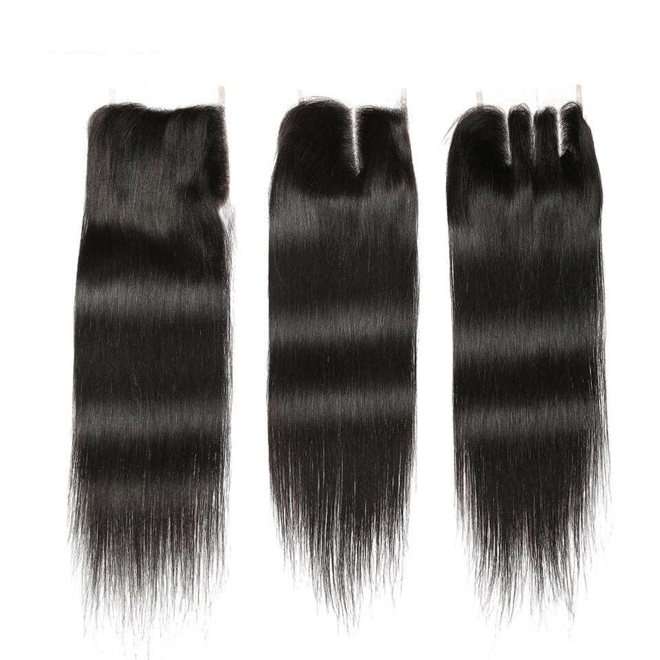 Straight 3 Bundles With 13x4 Lace Frontal / 4X4 Lace Closure 100% Human Hair