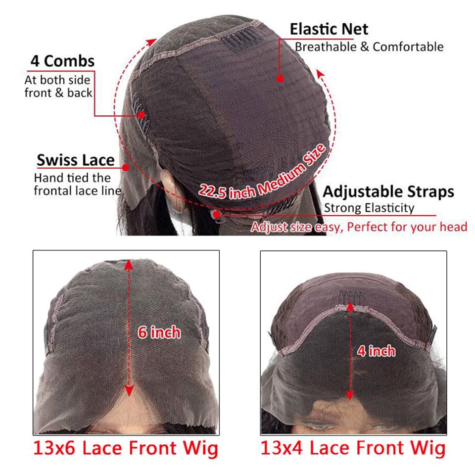 P4/27 Highlight Lace Frontal/Close Straight Wear &amp; Go Glueless Wig Cheveux humains pré-épilés 