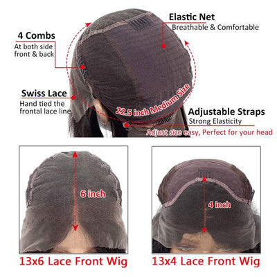 P4/27 Highlight Lace Frontal/Closure Straight Glueless Wig Pre Plucked Human Hair