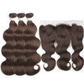 lumiere #4 Brown Body Wave 3 Bundles With 13x4 Lace Frontal Pre Colored Ear To Ear(No Code Need)