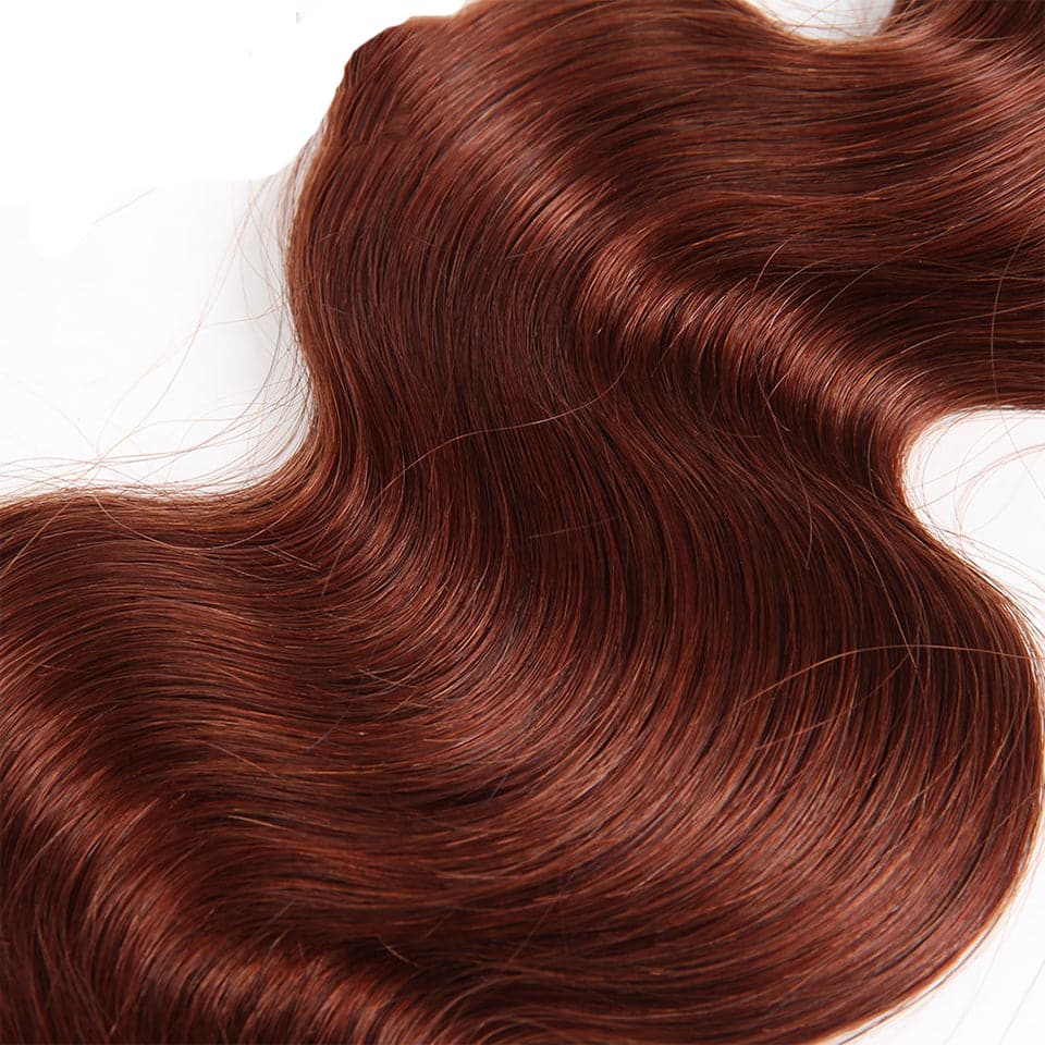 lumiere color #33 body wave 3 Bundles With 13x4 Lace Frontal Pre Colored Ear To Ear