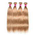 Color #27 light Brown Straight Hair Weave 4 Bundles 100% Virgin Human Hair
