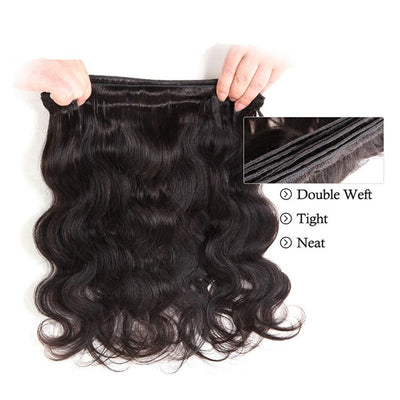(B1) Body Wave 4 Bundles With 4X4 Transparent Lace Closure Brazilian Human Hair