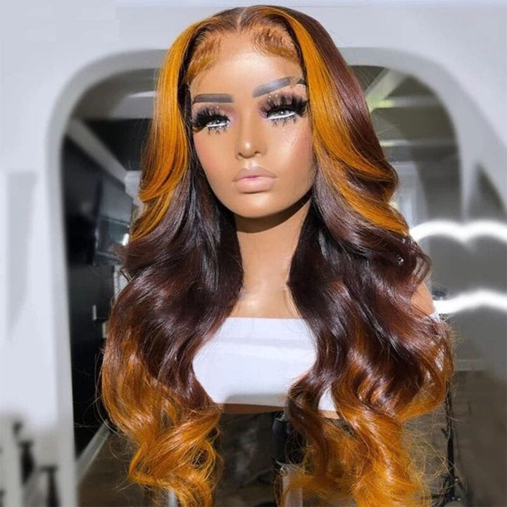 Ombre Honey Blonde Human Hair Body Wave 4x4/13x4 HD Lace Front Wigs ...