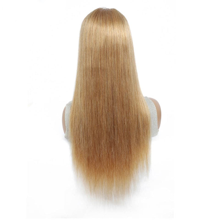 Straight Hair #27 light brown Machine Made None Lace Wig With Bangs 8-24 Inches Virgin Hair