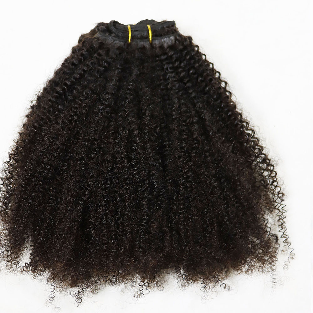Afro encaracolado 3 feixes de cabelo humano brasileiro encaracolado pequeno virgem 