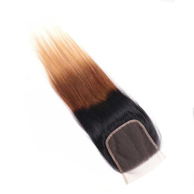 lumiere Hair Indian Ombre Straight 4 Bundles with 4X4 Closure Human Hair Free Shipping