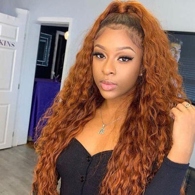 Lumiere 1B/350 Ombre Kinky Curly 4x4/5x5/13x4 Lace Closure/Frontal 150%/180% Density Wigs For Women Pre Plucked