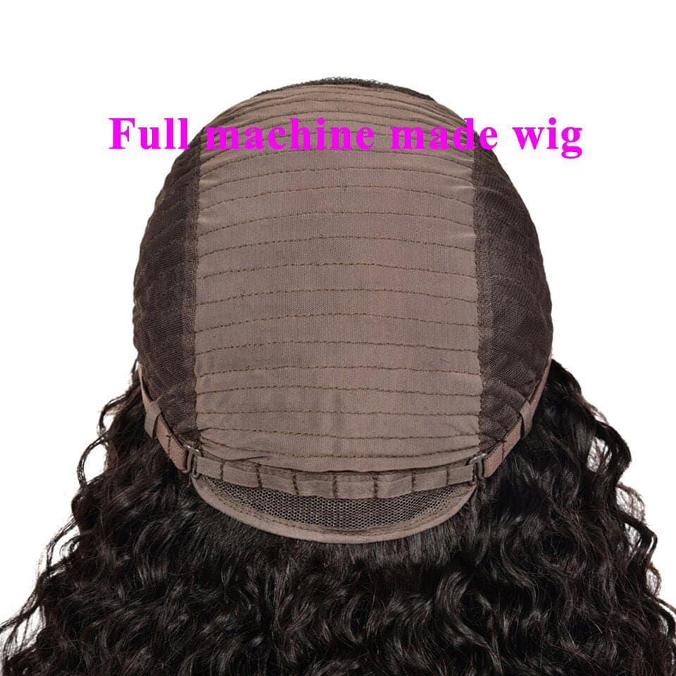 Peruca solta de onda profunda perucas de cabelo humano para mulheres negras máquina completa nenhuma peruca de renda com franja 