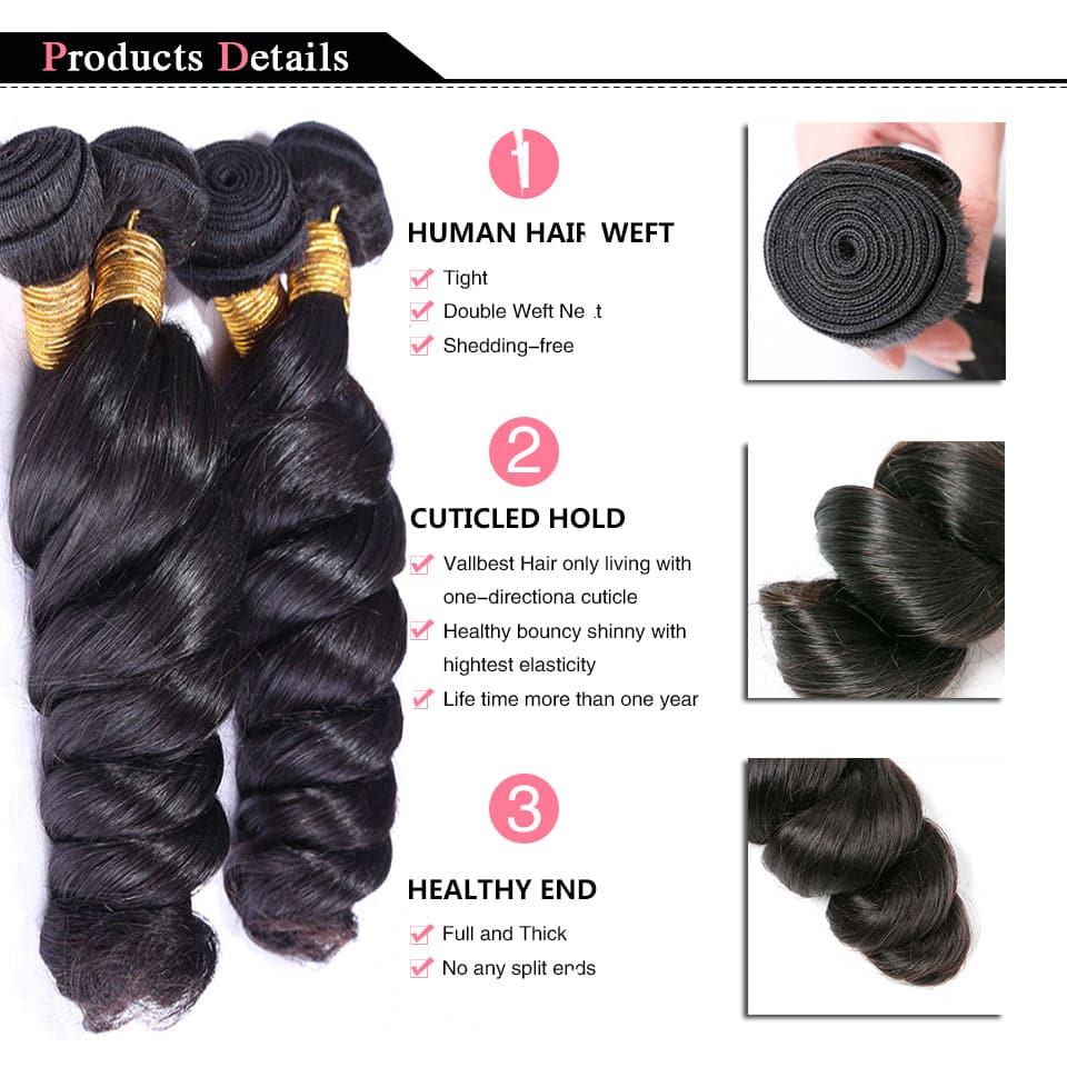 28 30 40 Inch Loose Wave Hair 4 Bundles With T part 4*4*1 Lace Closure Remy Brazilian 100% Human Hair Weave