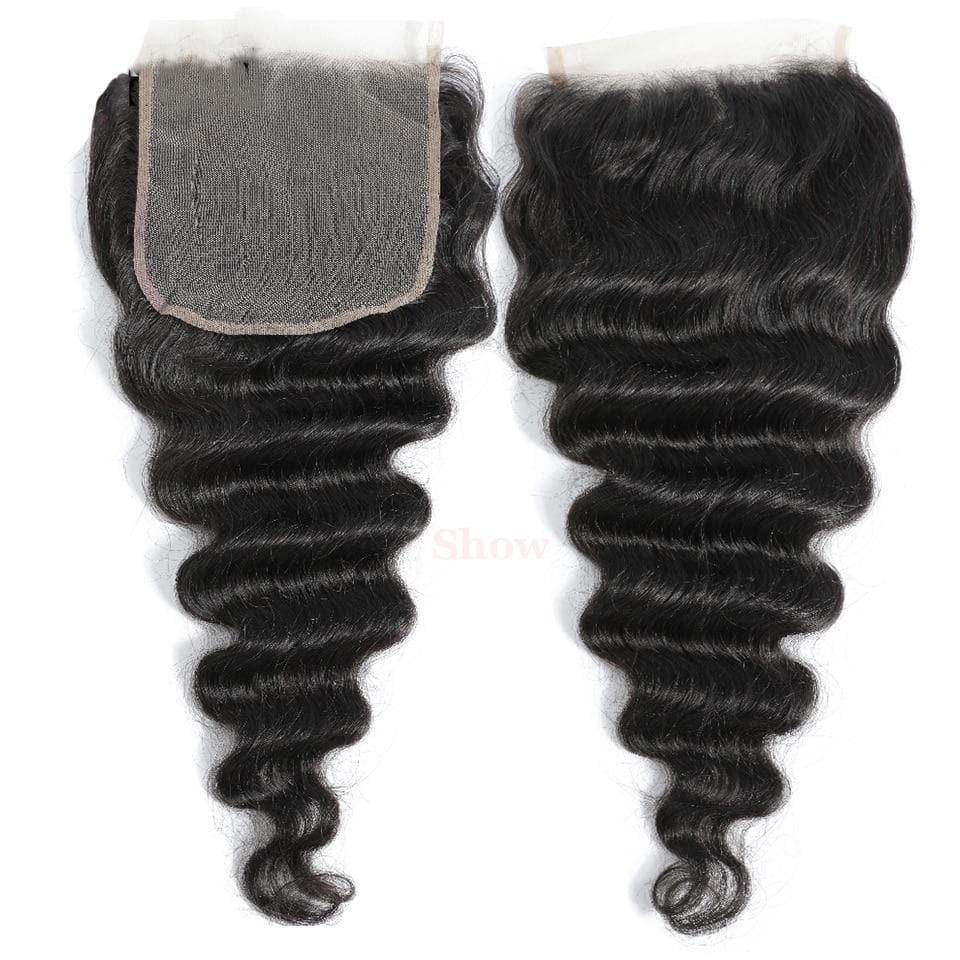 Loose Deep Wave 4 Bundles with transparent lace Closure / Frontal Brazilian Remy Human Hair