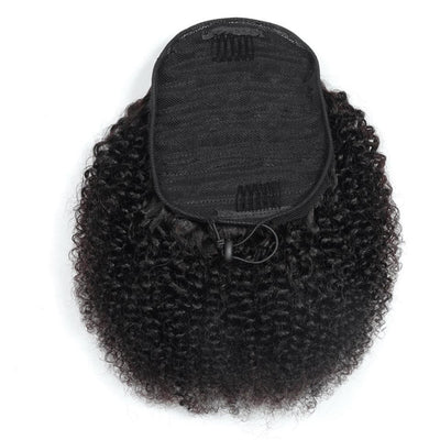 Kinky Curly Drawstring Ponytail Brazilian Human Hair For Women Extensions