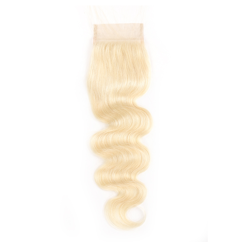 One Piece Blonde Color 613 Body Wave Hair 4*4 Closure Virgin Human Hair