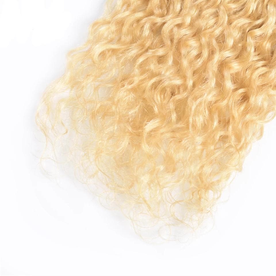 613 Blonde Color 2 Bundles Water Wave with 13x4 Frontal Virgin Human Hair