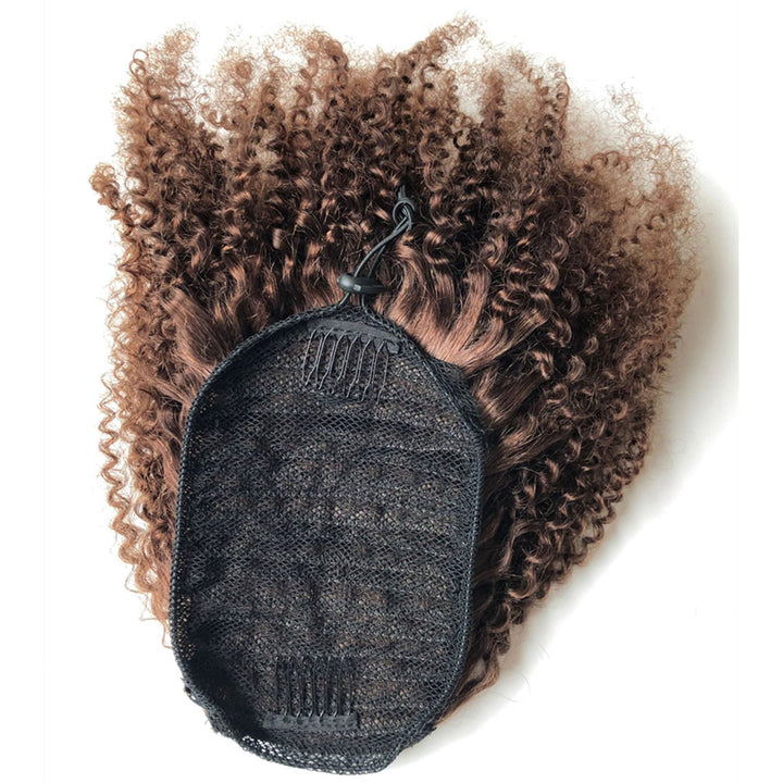 Chocolat Brun Afro Bouclés Cordon Ponytail Cheveux Humains Non-Remy Pour Afro-Américain 