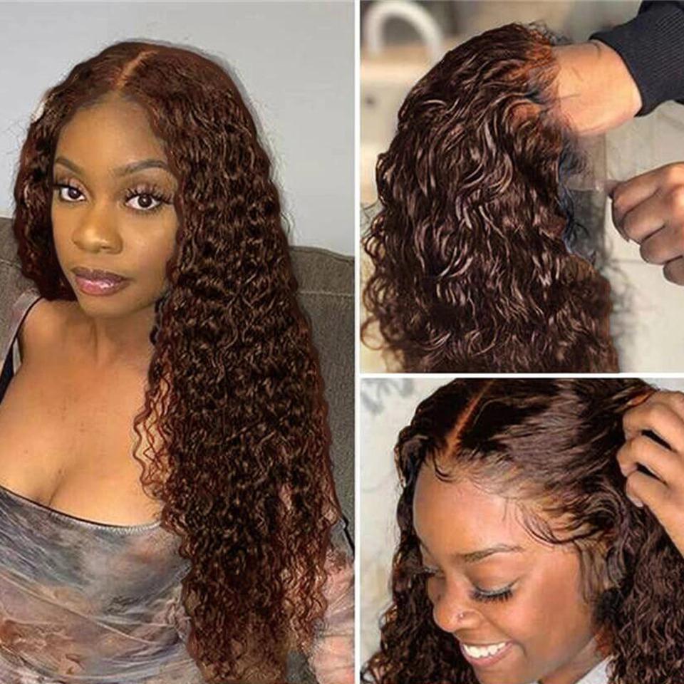 Perfect Chocolate Brown Kinky Curly Transparent Lace Wig For Black Women