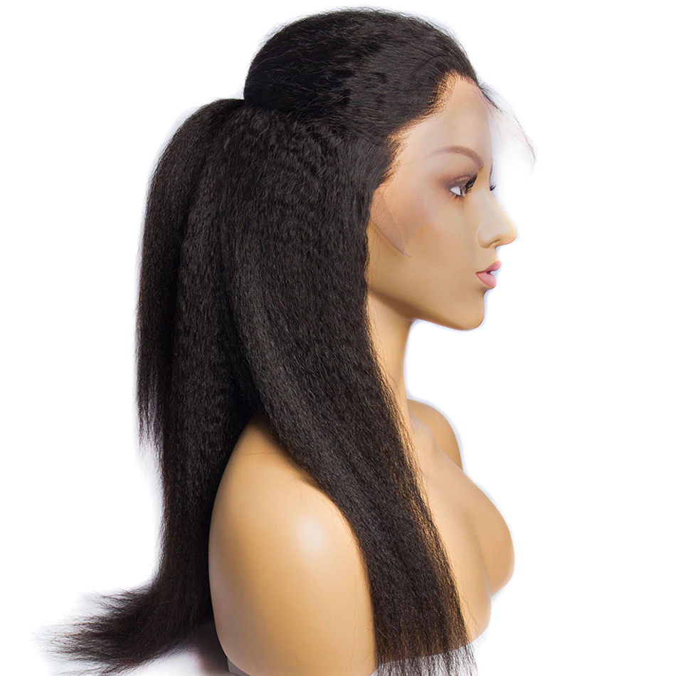 360 Lace Frontal Wig Kinky Straight Lace Frontal Wig Human Hair Brazilian Remy Hair Prepluckedand Bleached knots Lace Wig - Lumiere hair