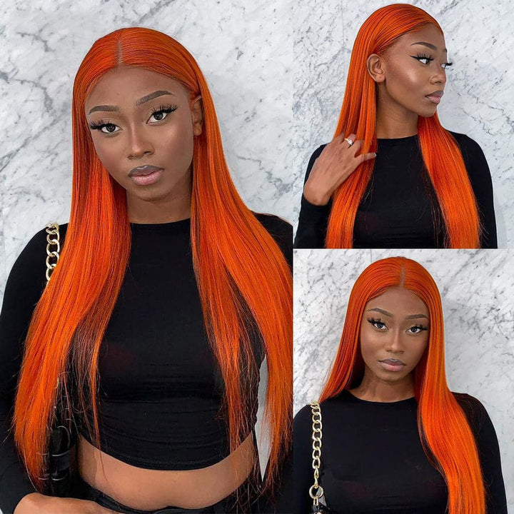 #350 Ginger straight hair lace front / T part lace wigs colored human hair wig 10-30 inch