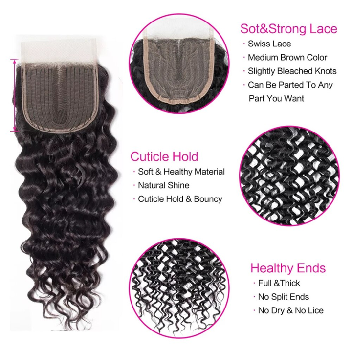 lumiere One Piece Water Wave Virign Human Hair 5X5/6X6/4x4x1 T part/ Lace Closure