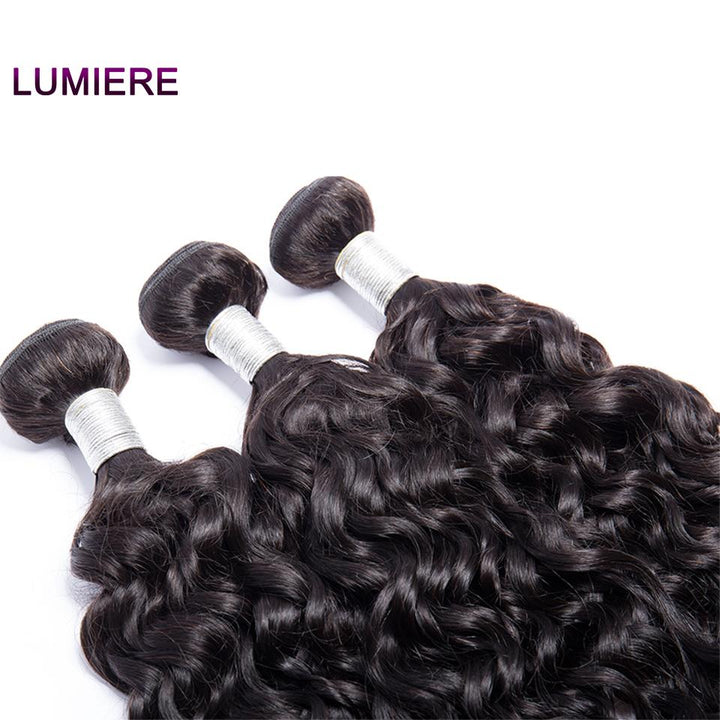 lumiere hair Indian Virgin Hair Water Wave 4 Bundles With 4X4 Lace Closure - Lumiere hair