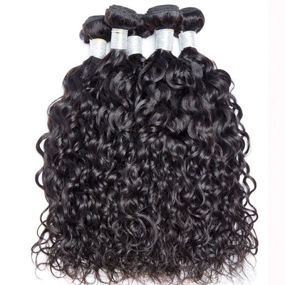 Peruvian Water Wave 4 Bundles With 4x4 Closure 8-40Inch Natural Wave Hair Extension Remy Human Hair