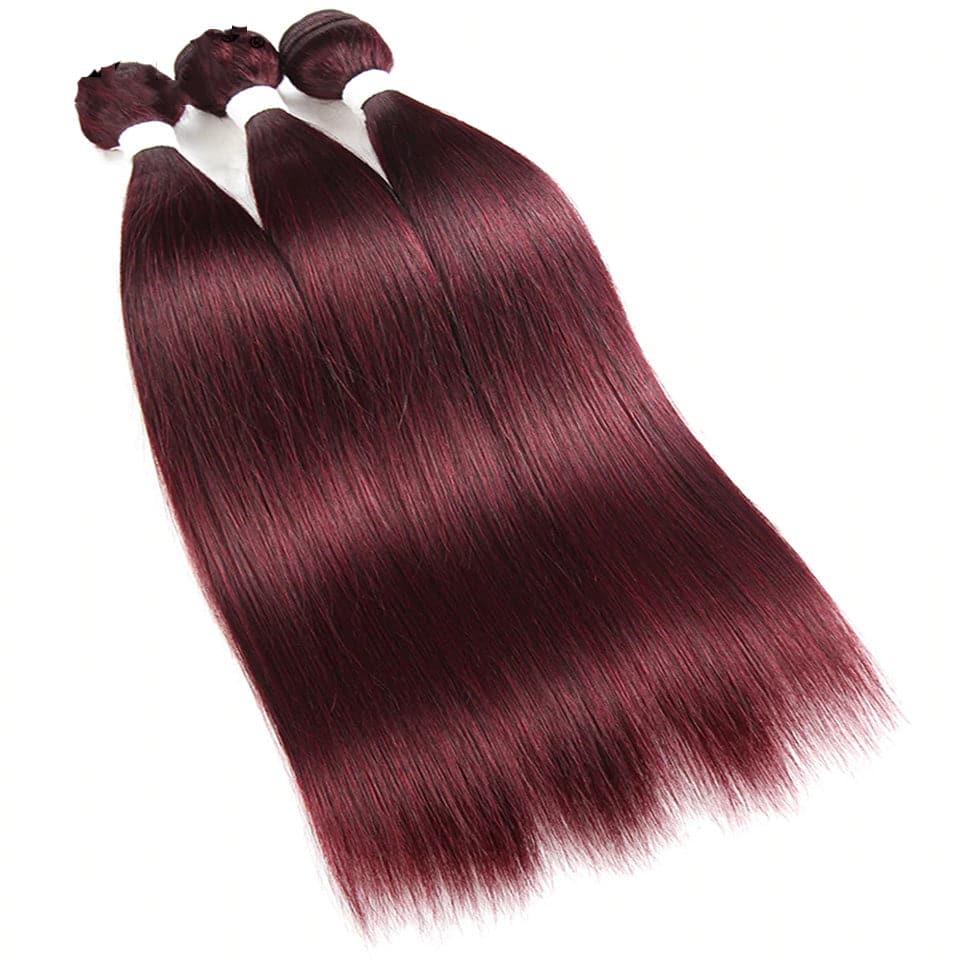 lumiere color 99j Straight Hair 4 Bundles With 4x4 Lace Closure Pre Colored human hair