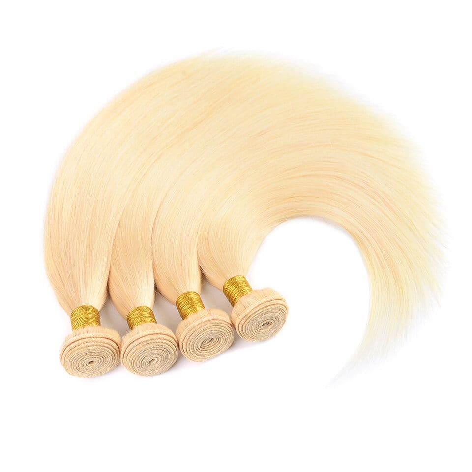 613 Blonde Straight 4 Bundles with 13*4 Frontal Human Virgin Hair transparent lace - Lumiere hair