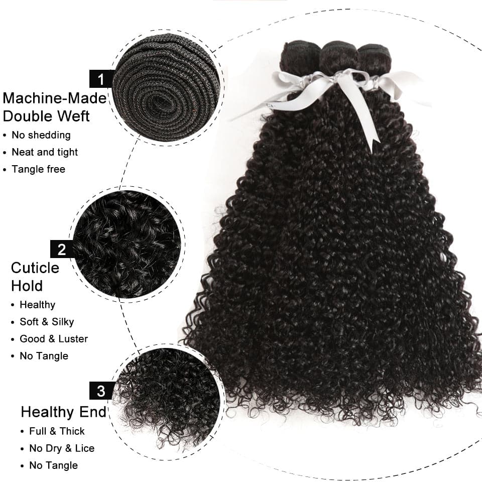 Kinky Curly Brazilian Hair Bundles 3 Bundles With 4x4 Lace Closure Remy Human Hair Extension