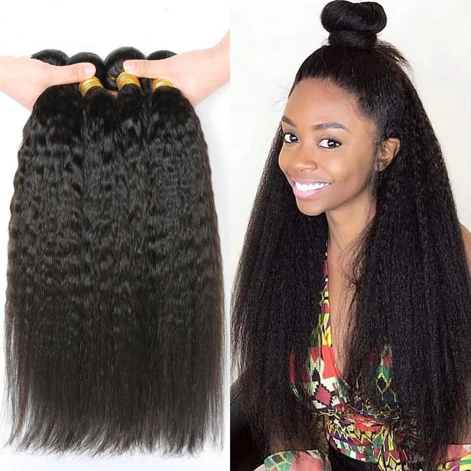 Lumiere Hair Kinky Straight 4 Bundles Brazilian Hair Extensions