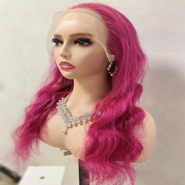 Perruque colorée rose vif pour femmes 4x4/13x4 perruque frontale en dentelle préplumée avec des cheveux de bébé 150%/180% densité 
