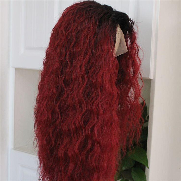 13x4 Lace Frontal Wig Deep Wave Human Hair Ombre 1B/burg Wine Red Colored 180% Density Wig For Women
