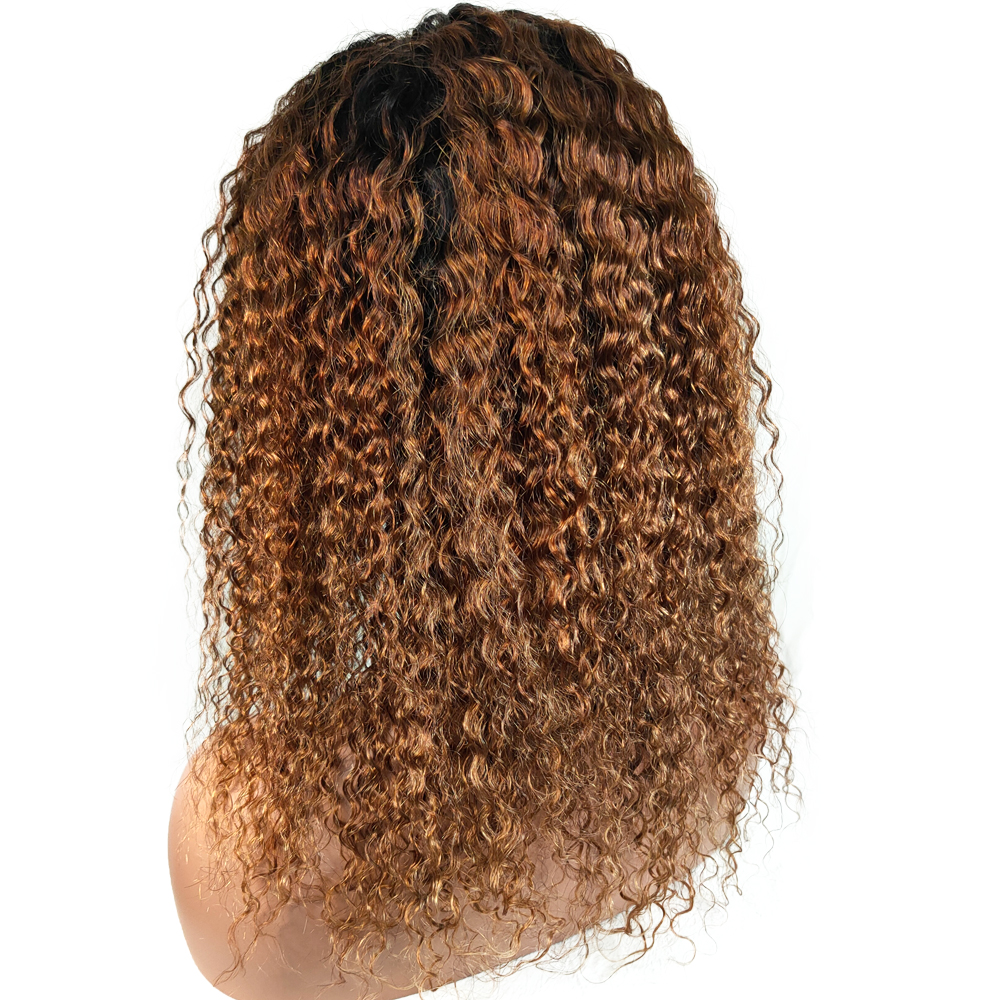 Lumiere 1B/30 Ombre Kinky Curly 4x4/5x5/13x4 Lace Closure/Frontal 150%/180% Density Wigs For Women Pre Plucked