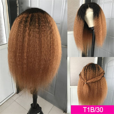 Lumiere 1B/30 Ombre Kinky Straight 4x4/5x5/13x4 Lace Closure/Frontal 150%/180% Density Wigs For Women Pre Plucked