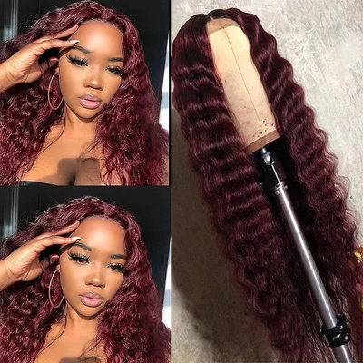 #99J Glueless Deep Wave 4x4/5x5/13x4 Lace Closure/Frontal 150%/180% Density Ready to Wear Wigs For Women Pre Plucked