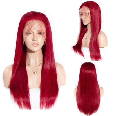 Lumiere Red Human Hair Lace Front Wigs With Baby Hair 13x4 Straight Frontal Wig