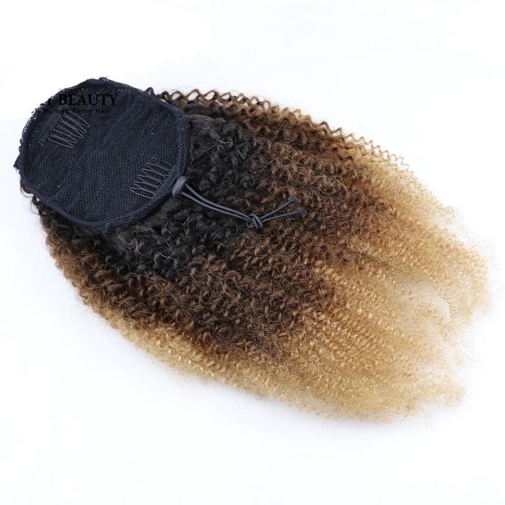 1b/4/27 Extension de cheveux afro-américains en queue de cheval avec cordon de serrage afro 