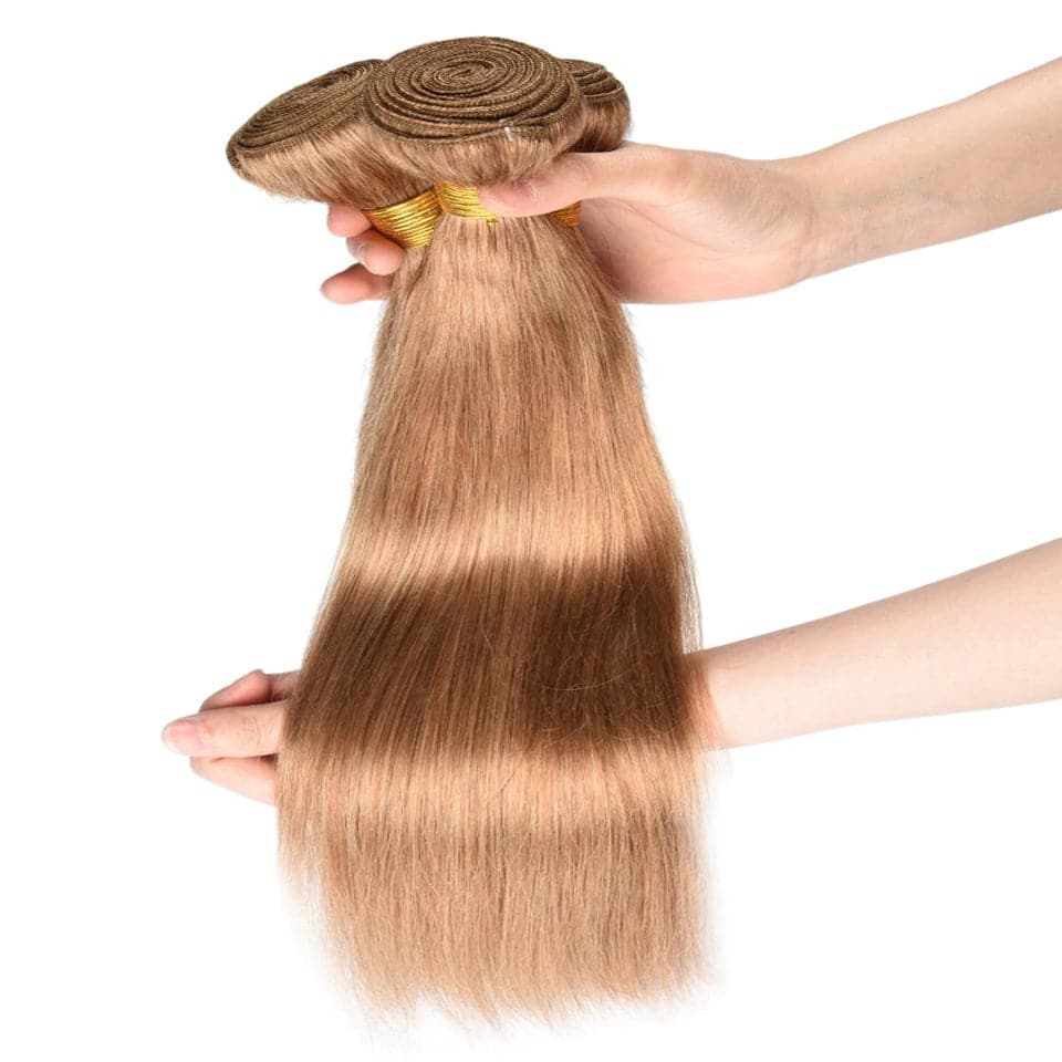 Color #27 light Brown Straight Hair Weave 4 Bundles 100% Virgin Human Hair - Lumiere hair