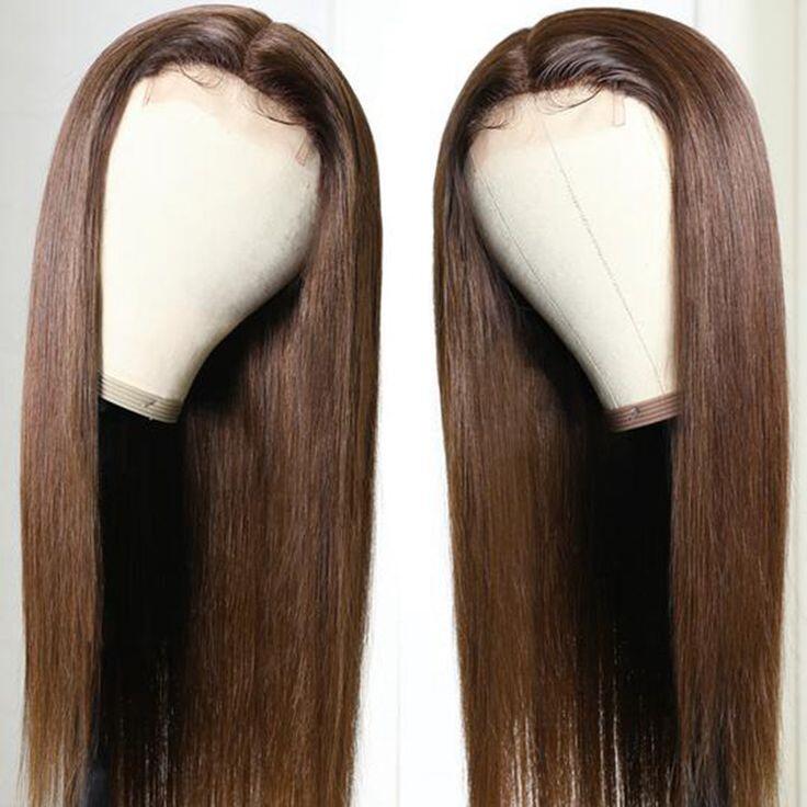 #4 Chestnut Brown Color Straight Lace Front Wig Human Hair