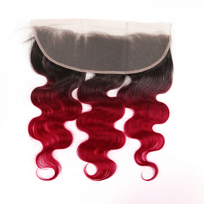 1B/BURG Ombre Body Wave 4 Bundles With 13x4 Lace Frontal Pre Colored Ear To Ear