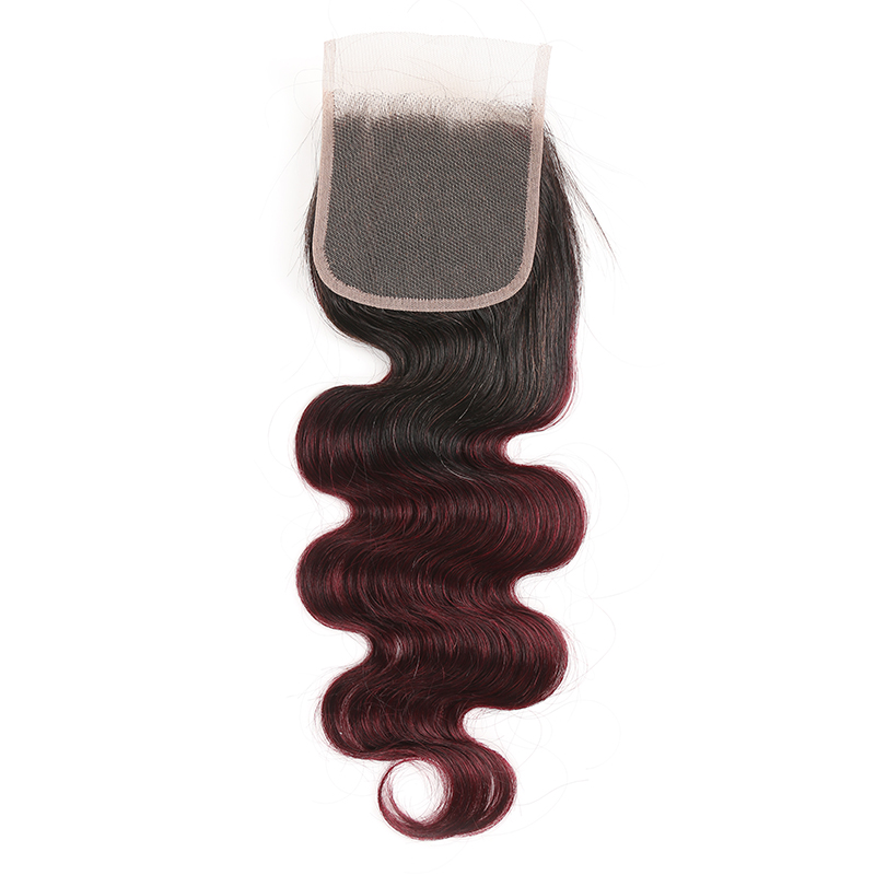 lumiere One Piece 1B/99J Ombre Body Wave Virgin Human Hair 4x4 Lace Closure - Lumiere hair