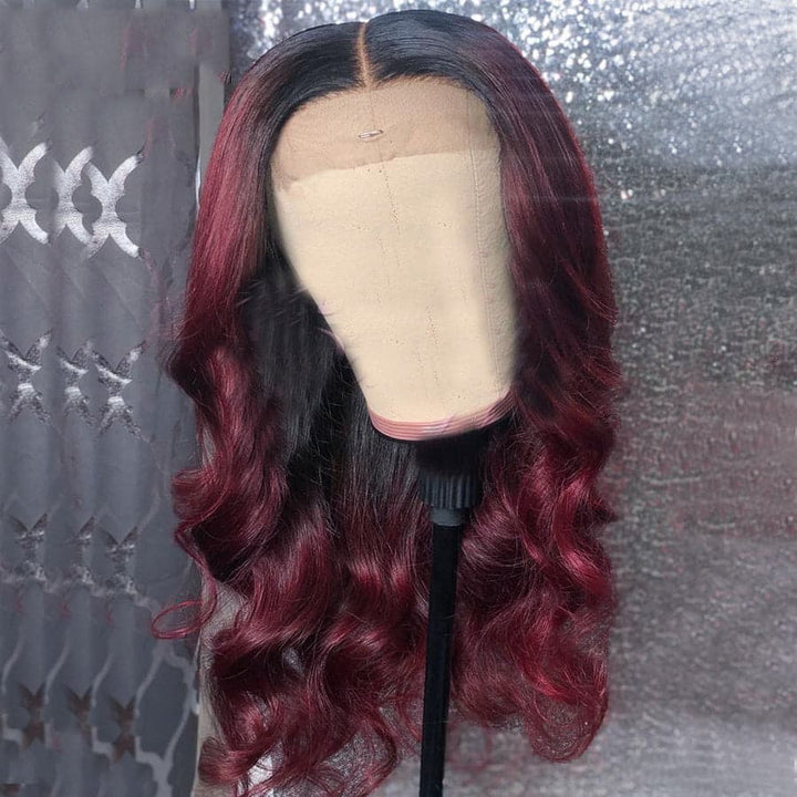Lumiere 1B/99J Ombre Body Wave 4x4/5x5/13x4 Lace Closure/Frontal 150%/180% Density Wigs For Women Pre Plucked