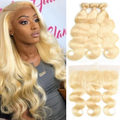 lumiere 613 Blonde Body Wave 4 Bundles avec 13 * 4 Frontal Human Virgin Hair 