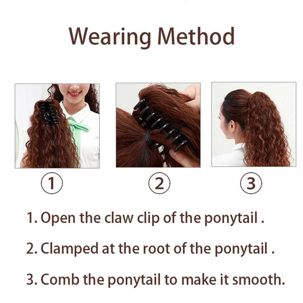 Water wave 1TB/99J Claw Clip On Ponytail Extension Hair For Women Pony Tail Hair Hairpiece