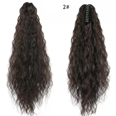Natural Black Body Wave Claw On Ponytails Human Hair Extension