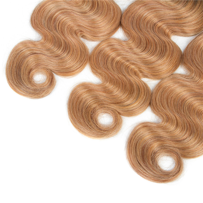 lumiere 1B/27 Ombre Body Wave 3 Bundles With 13x4 Lace Frontal Pre Colored Ear To Ear