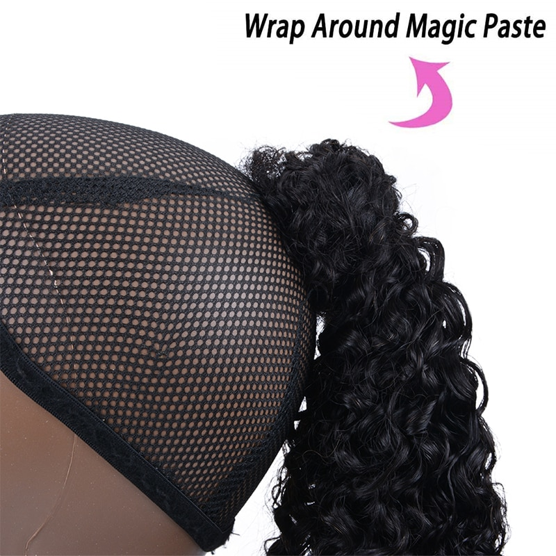 Kinky Curly Wrap Around Ponytail Human Hair Extensions Natural Color Hairpiece