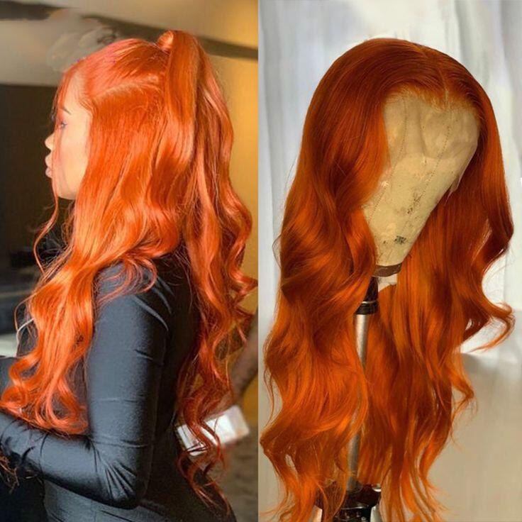 Ginger body wave 4x4/13x4 Lace Front Wig Perruques sans colle de cheveux humains pour les femmes 