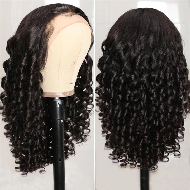 150% 180% Density Glueless bouncy Curly Lace Frontal Ready to Wear Virgin Human Hair Wigs