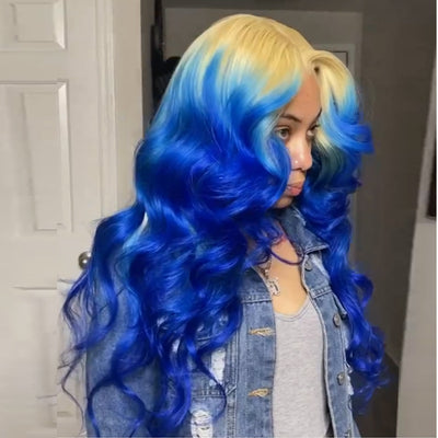 613 & Blue Ombre Color Body Wave 13X4 / 4X4 Lace Front Wig For Women