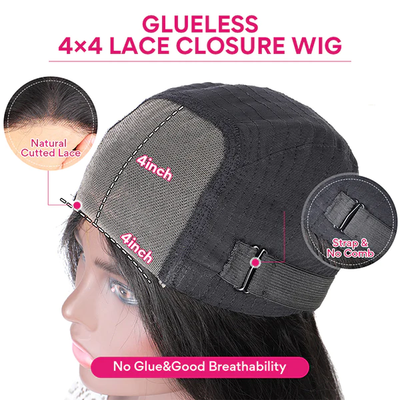 Loose Deep 4x4 Lace Closure Glueless Wig With Baby Hair Human Hair